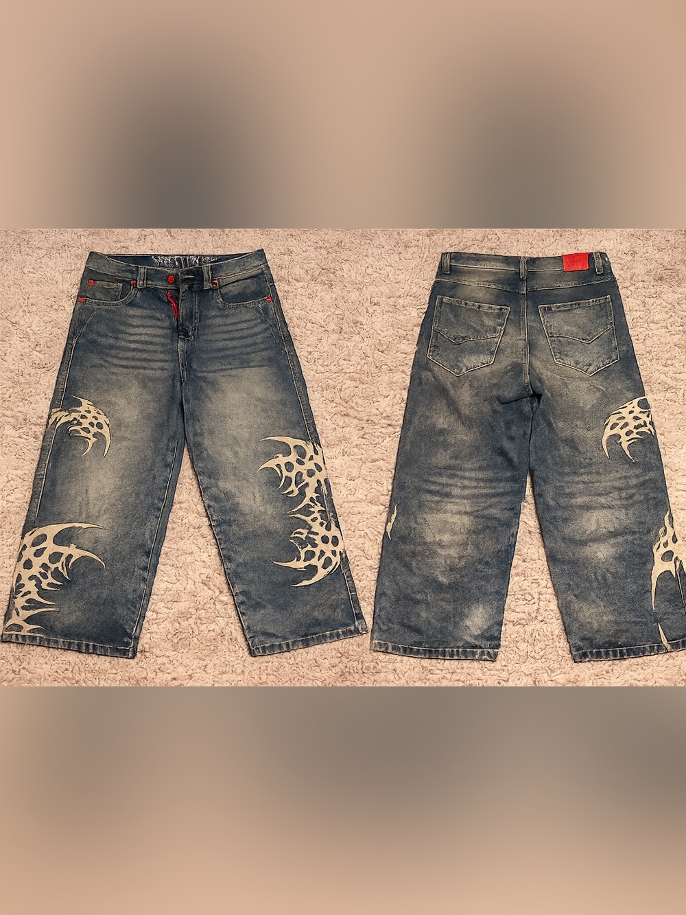 Vitriol- from Zumiez. New,Men's Straight Jeans with Tribal Graphic - Washed blue